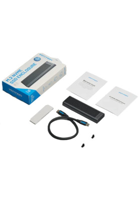 Зовнішня кишеня для SSD M.2 (NVME) M-key USB Type-C 3.2 10Gbps Heat Sink Aluminum сіра Vention