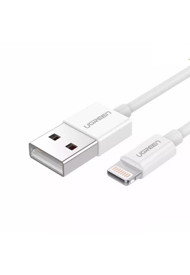 Кабель USB 2.0 AM-Lightning M, 2 м, 2.4A, Nickel Plating ABS Shell Білий, US155 UGREEN