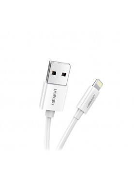 Кабель USB 2.0 AM-Lightning M, 2 м, 2.4A, Nickel Plating ABS Shell Білий, US155 UGREEN