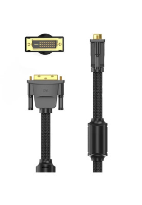 Кабель DVI-D 24M - 24M, 8.0 м, 2K 60Hz обплетення, з феритами Vention