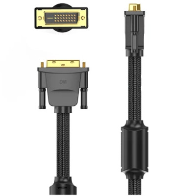 Кабель DVI-D 24M - 24M, 8.0 м, 2K 60Hz обплетення, з феритами Vention Кабель DVI-D 24M - 24M, 8.0 м, 2K 60Hz обплетення, з феритами Vention