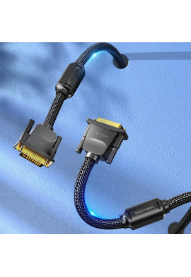 Кабель DVI-D 24M - 24M, 8.0 м, 2K 60Hz обплетення, з феритами Vention