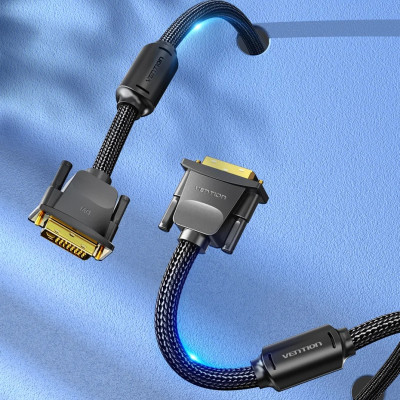 Кабель DVI-D 24M - 24M, 8.0 м, 2K 60Hz обплетення, з феритами Vention Кабель DVI-D 24M - 24M, 8.0 м, 2K 60Hz обплетення, з феритами Vention