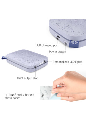 Фотодрукарка портативна HP Sprocket Purple (2"x3",313x400dpi,Zink, 64MB,Bluetooth, колір фіолетовий)