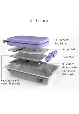 Фотодрукарка портативна HP Sprocket Purple (2"x3",313x400dpi,Zink, 64MB,Bluetooth, колір фіолетовий)