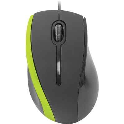 Мишка Defender #1 MM-340, 3кн., 1000 dpi, чорно-зелена