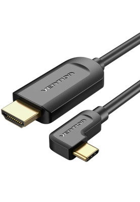 Кабель USB 3.1 Type-C M - HDMI M, 1.5m 90° 4K 60 Гц PVC Black Vention