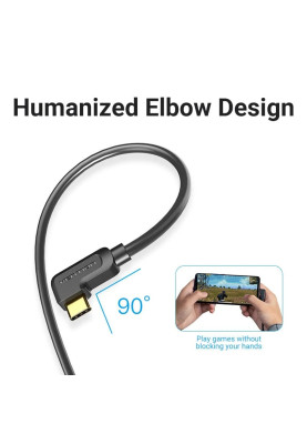 Кабель USB 3.1 Type-C M - HDMI M, 1.5m 90° 4K 60 Гц PVC Black Vention