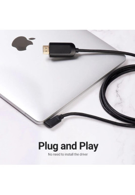 Кабель USB 3.1 Type-C M - HDMI M, 1.5m 90° 4K 60 Гц PVC Black Vention