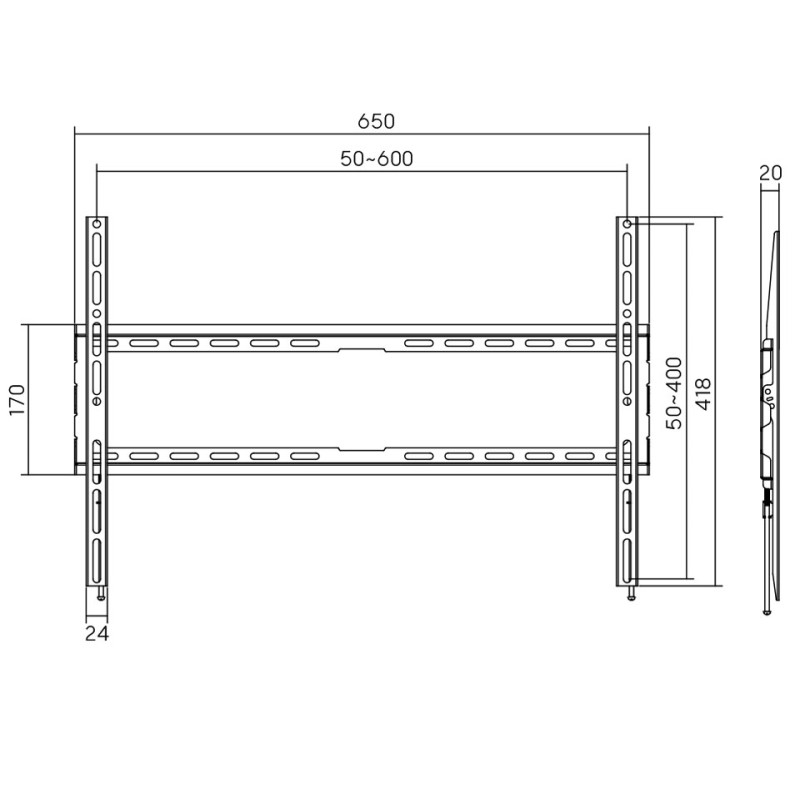 Кронштейн для ТВ AGN AGN80-460F фіксований/37"-80"/45 кг/max.VESA 600x400/Black