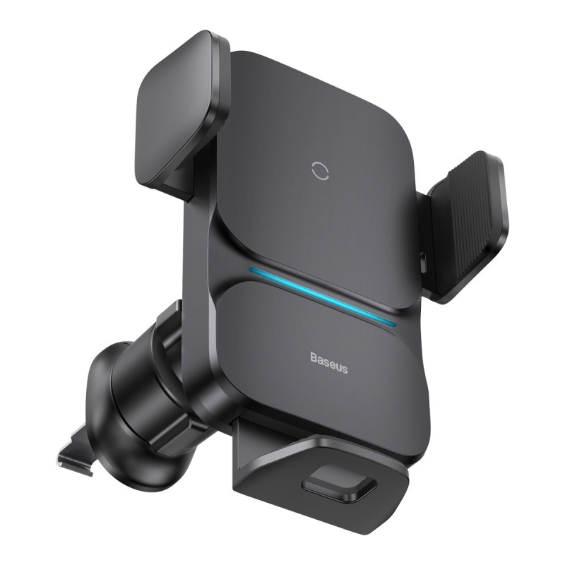Автомобільне кріплення-зарядка 15W для смартфона 4.7-7.5" (На решітку + гачок) Baseus чорне