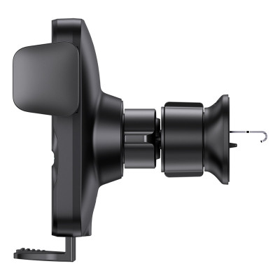 Автомобільне кріплення-зарядка 15W для смартфона 4.7-7.5" (На решітку + гачок) Baseus чорне