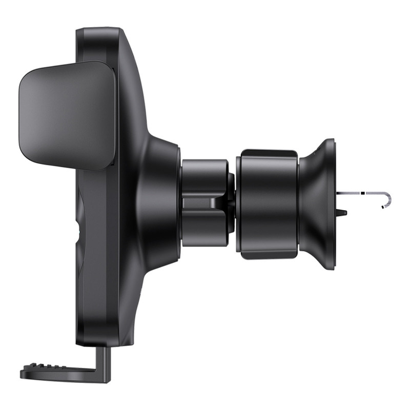 Автомобільне кріплення-зарядка 15W для смартфона 4.7-7.5" (На решітку + гачок) Baseus чорне