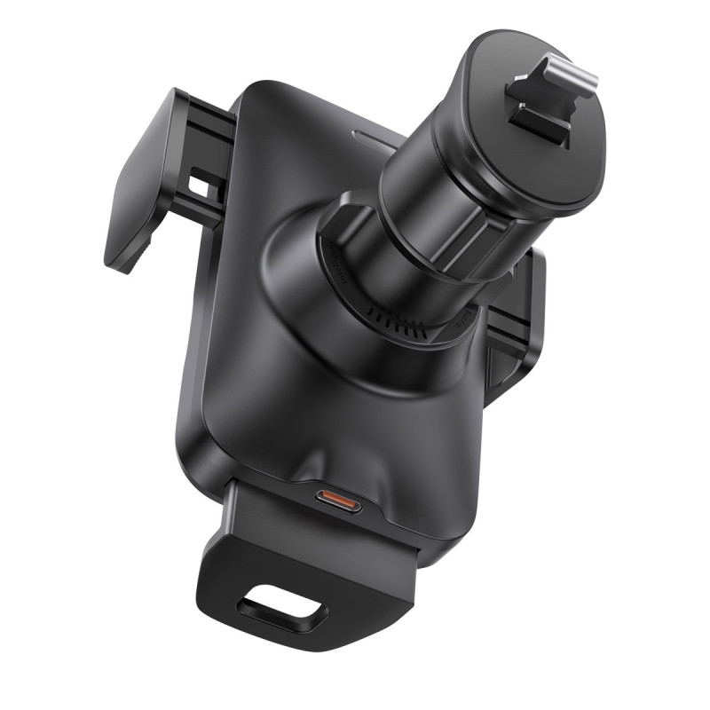 Автомобільне кріплення-зарядка 15W для смартфона 4.7-7.5" (На решітку + гачок) Baseus чорне