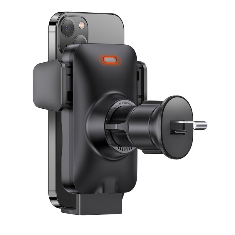 Автомобільне кріплення-зарядка 15W для смартфона 4.7-7.5" (На решітку + гачок) Baseus чорне