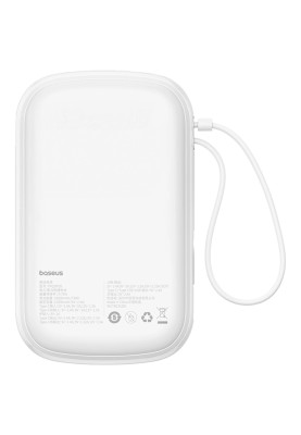 УМБ Baseus Qpow Pro+ 20000mAh 22,5W,1xLightning,1xUSB-A,1xType-C,with built-in USB-C Cable White