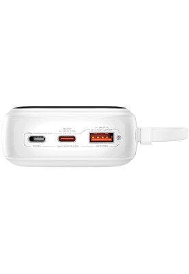 УМБ Baseus Qpow Pro+ 20000mAh 22,5W,1xLightning,1xUSB-A,1xType-C,with built-in USB-C Cable White