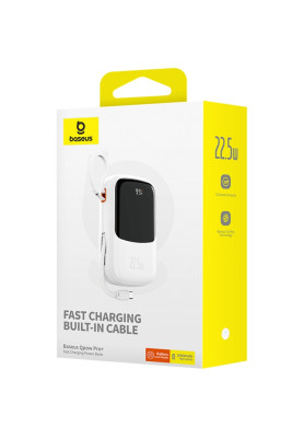 УМБ Baseus Qpow Pro+ 20000mAh 22,5W,1xLightning,1xUSB-A,1xType-C,with built-in USB-C Cable White