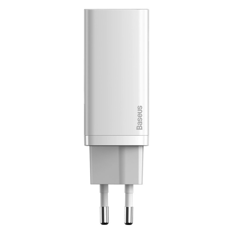 Зарядний пристрій 2xUSB 65W GaN (USB-C+USB-A) Білий Baseus