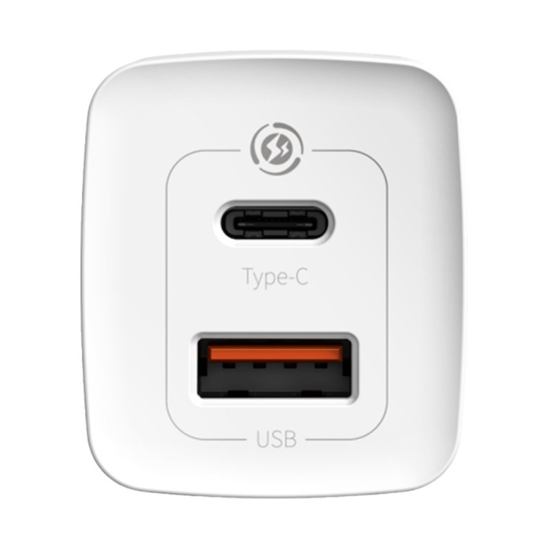 Зарядний пристрій 2xUSB 65W GaN (USB-C+USB-A) Білий Baseus