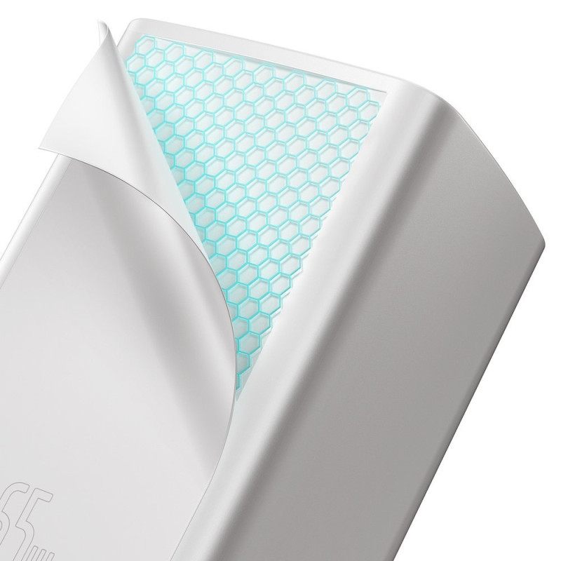 Зарядний пристрій 2xUSB 65W GaN (USB-C+USB-A) Білий Baseus