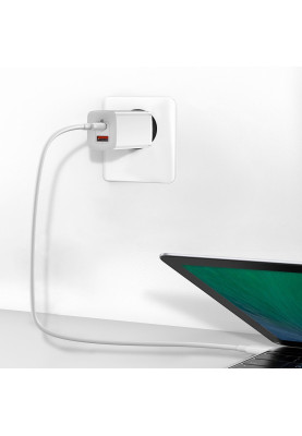 Зарядний пристрій 2xUSB 65W GaN (USB-C+USB-A) Білий Baseus