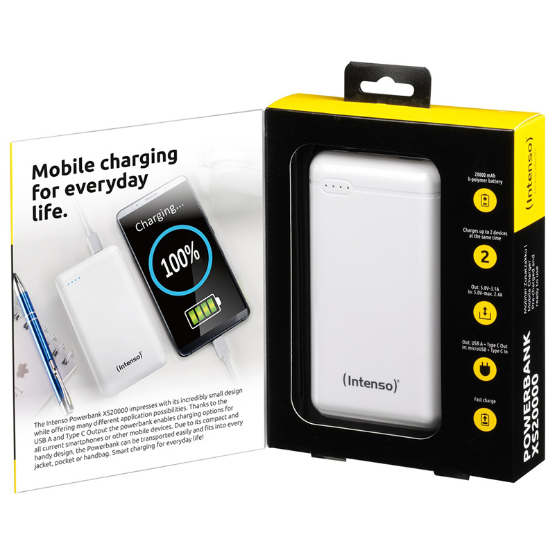 Повербанк Intenso XS20000 3.1A 20000mAh, USB-C OUT біла