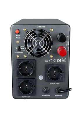 ДБЖ Gemix PSN-1000, 1000VA/600W 12V/220V, 7/9/13A, 3*Schuko, без АКБ