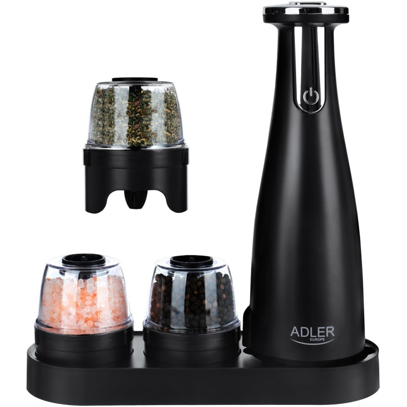Млинок для спецій Adler AD 4449 black електричний/150мл/керамічні жорна/USB-C/3 змінні млинки/чорний