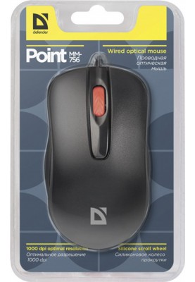 Мишка Defender Point MM-756, 3 кн. 1000 dpi, чорна