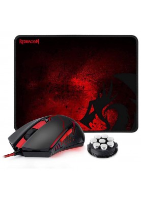 Комплект ігровий Redragon M601-BA, (миша+килимок), 3200 DPI Red LED чорний