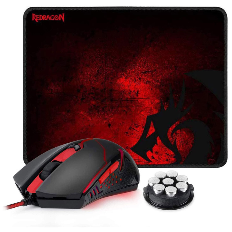Комплект ігровий Redragon M601-BA, (миша+килимок), 3200 DPI Red LED чорний