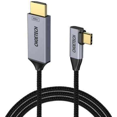 Кабель USB 3.1 Type-C M - HDMI M, 1.8m 4K@60Hz оплетення, L type Choetech