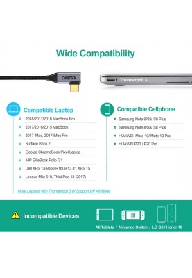 Кабель USB 3.1 Type-C M - HDMI M, 1.8m 4K@60Hz оплетення, L type Choetech