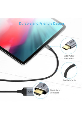 Кабель USB 3.1 Type-C M - HDMI M, 2.0m 4K 60Hz сірий Choetech