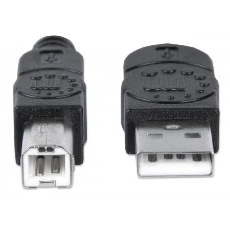 Кабель USB AM-BM, 5.0 м, чорний, Manhattan