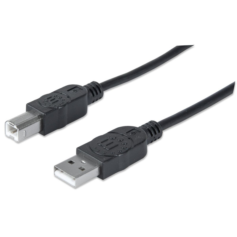 Кабель USB AM-BM, 5.0 м, чорний, Manhattan