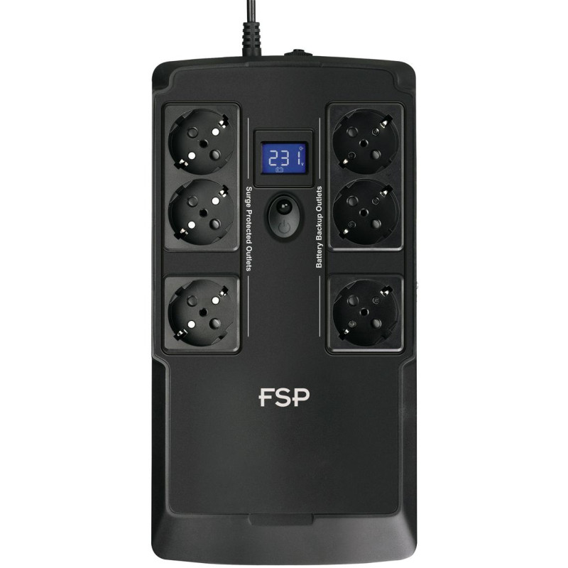 ДБЖ FSP NanoFit 800, 800ВА/480Вт, SCHUKO, USB/2хUSB зар 5V/1A(Max.), AVR, RG11