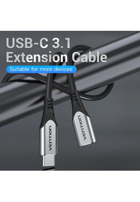 Кабель USB 3.1 Type-C M-F 1.0 м (подовжувач) 60W (20V/3A) 4K60HZ Thunderbolt 3 Vention