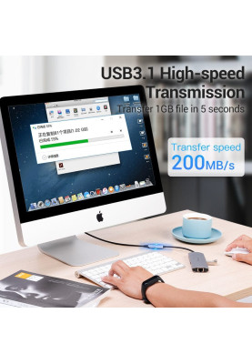 Кабель USB 3.1 Type-C M-F 1.0 м (подовжувач) 60W (20V/3A) 4K60HZ Thunderbolt 3 Vention
