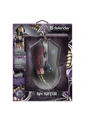 Мишка Defender Sin'Sister GM-933 (+ килимок), 6 кн. до 7200 dpi