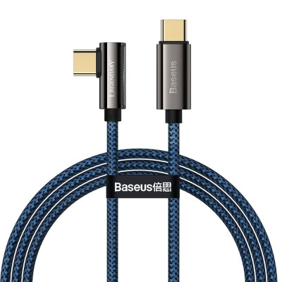 Кабель USB3.1 Type-C M-M, 1 м, 100W (20V/5A), 90° Синій Legend Series Elbow CACS Baseus