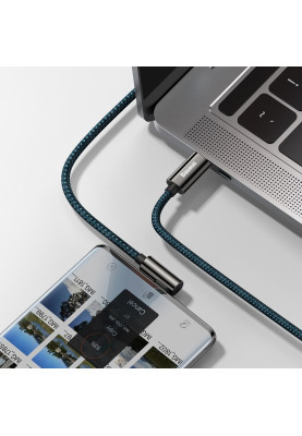 Кабель USB3.1 Type-C M-M, 1 м, 100W (20V/5A), 90° Синій Legend Series Elbow CACS Baseus