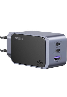 Зарядний пристрій 3xUSB 65W (2xUSB-C+USB-A) Gan Nexode Fast Charger Сірий X553 Ugreen
