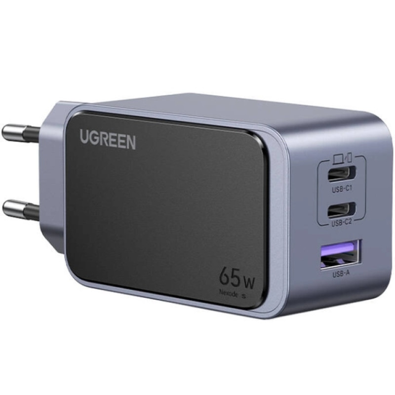 Зарядний пристрій 3xUSB 65W (2xUSB-C+USB-A) Gan Nexode Fast Charger Сірий X553 Ugreen