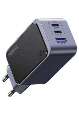 Зарядний пристрій 3xUSB 65W (2xUSB-C+USB-A) Gan Nexode Fast Charger Сірий X553 Ugreen