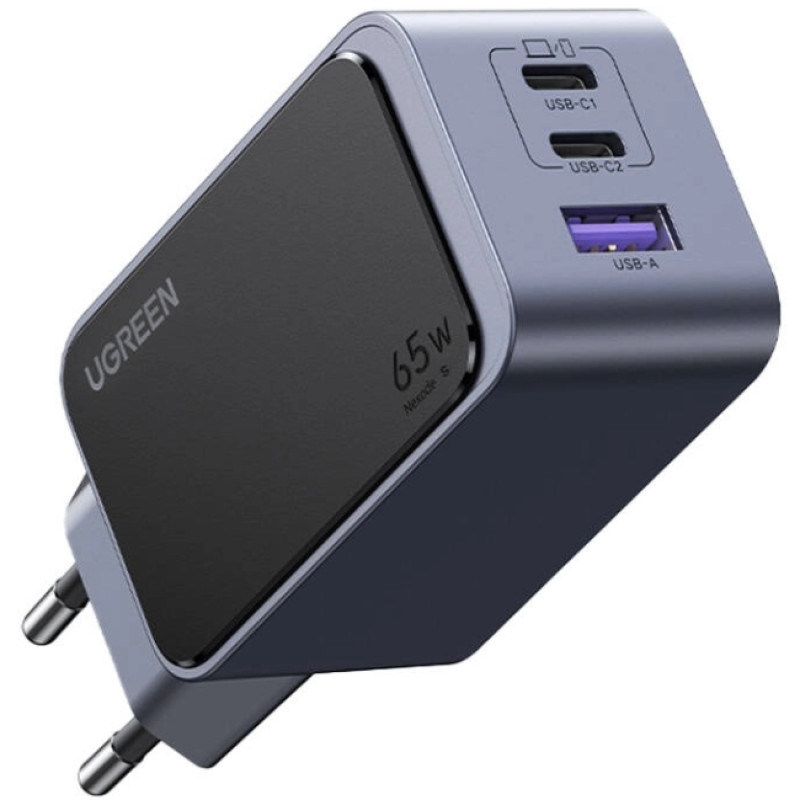 Зарядний пристрій 3xUSB 65W (2xUSB-C+USB-A) Gan Nexode Fast Charger Сірий X553 Ugreen