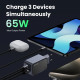 Зарядний пристрій 3xUSB 65W (2xUSB-C+USB-A) Gan Nexode Fast Charger Сірий X553 Ugreen