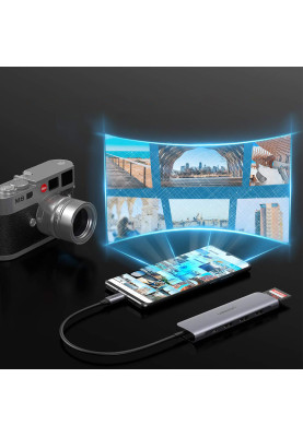 Док-станція USB3.1 Type-C --> HDMI/USB 3.0x2/SD&TF/PD Ugreen CM195 Косм. Сірий