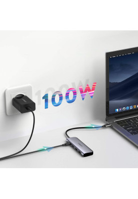 Док-станція USB3.1 Type-C --> HDMI/USB 3.0x2/SD&TF/PD Ugreen CM195 Косм. Сірий